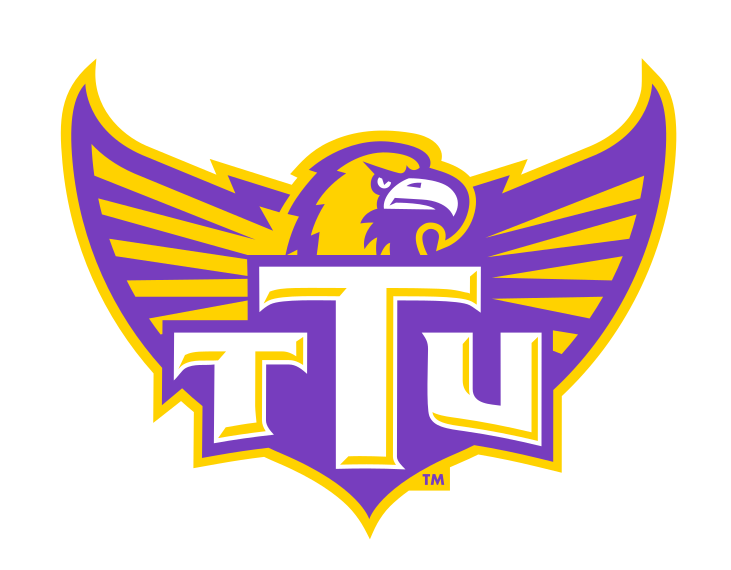 TTU lettermark with wings and eagle head, purple and gold variant, cell 9