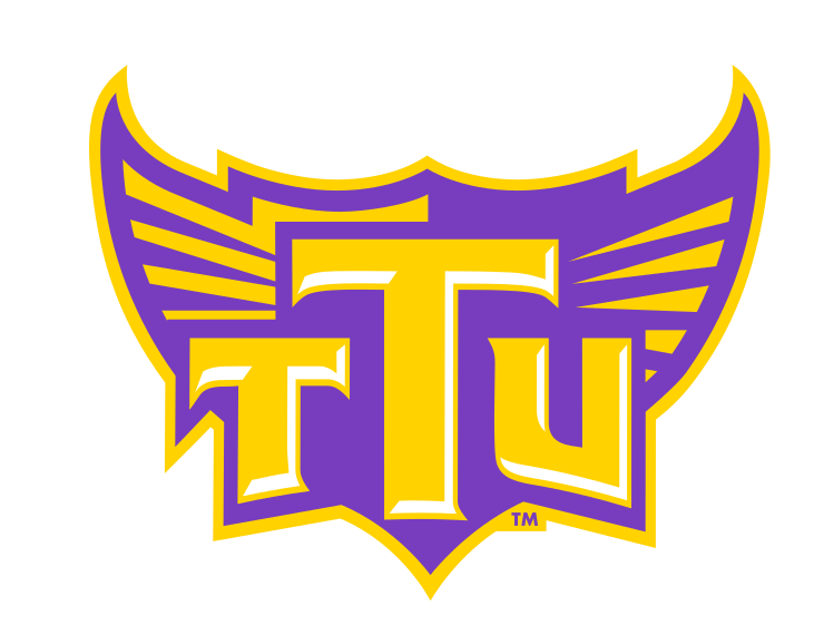 eagle head with wings and TTU lettermark, purple and gold variant, cell 17