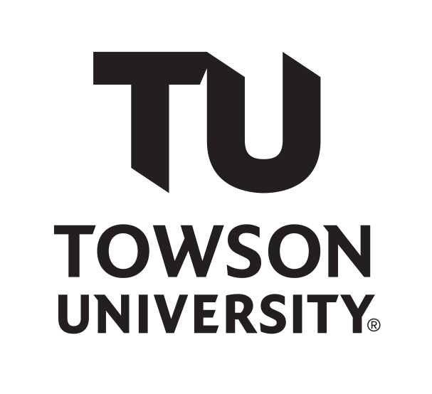 Towson University logo, stacked black variant, cell 7