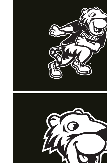Tiger head with Towson wordmark, horizontal color on white variant, cell 29