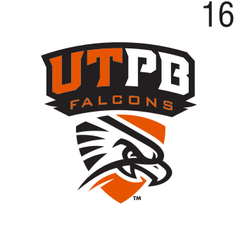UTPB Falcons with head, color variant, cell 16