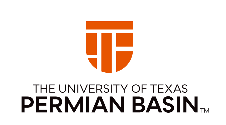 stacked logo with full name, orange and black on white variant, cell 44