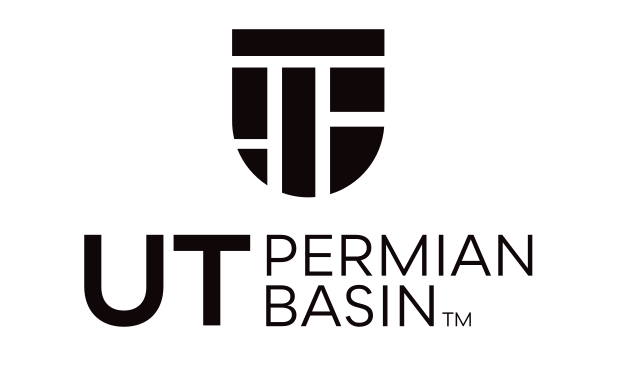 stacked logo with UT Permian Basin, black on white variant, cell 52