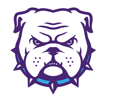 Bulldog head logo, color, full, small variant, cell 24