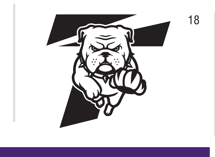 Bulldog head logo with T, black variant, cell 18
