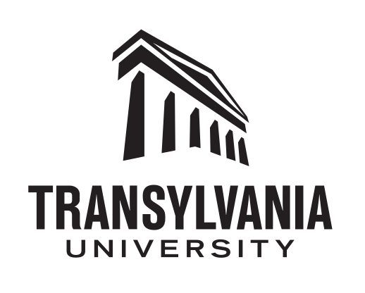 Transylvania University logo, white on gray variant