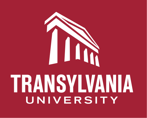 Transylvania University logo, white on maroon variant