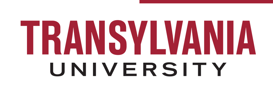 Transylvania University wordmark, white on maroon variant