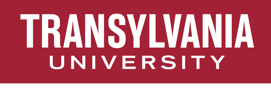 Transylvania University wordmark, white on maroon variant