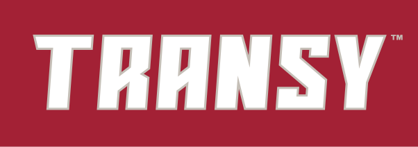 Transy wordmark, white on maroon variant