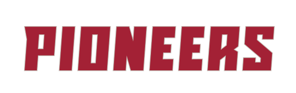 Pioneers wordmark, maroon variant
