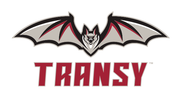 Bat mascot with Transy wordmark, color variant