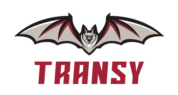 Bat mascot with Transy wordmark, black variant