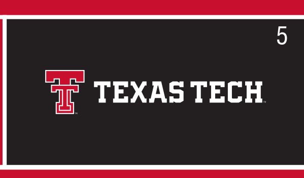 Double T Texas Tech logo, horizontal, black background variant, cell 52