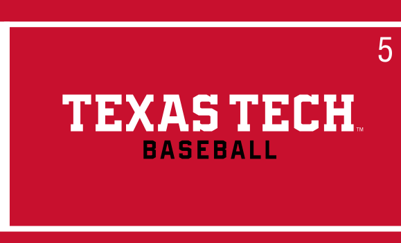 Texas Tech Baseball wordmark, horizontal, red background variant, cell 59