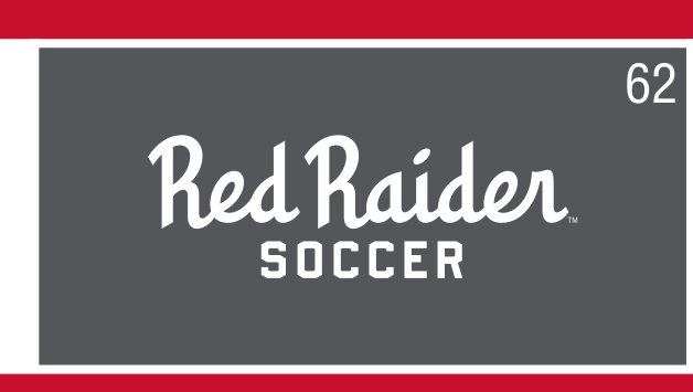 Red Raider Soccer wordmark, horizontal, grey background variant, cell 62