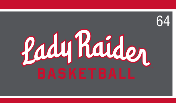 Lady Raider Basketball wordmark, horizontal, grey background variant, cell 64