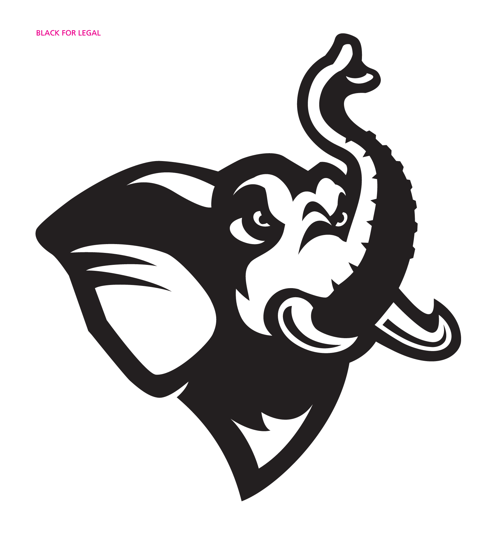 elephant head, 1-color solid black variant