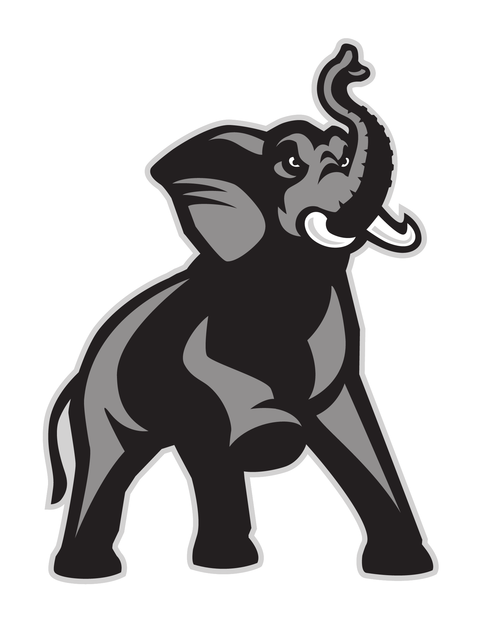 elephant mascot, full body, 1-color variant