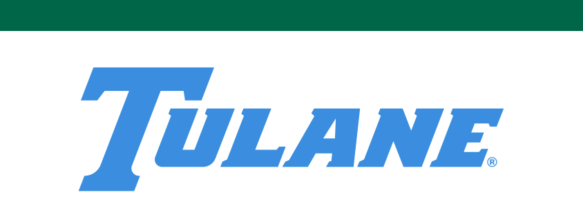 Tulane wordmark, blue with black outline variant, cell 10