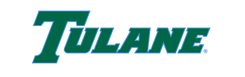 Tulane wordmark, green with blue outline variant, cell 13