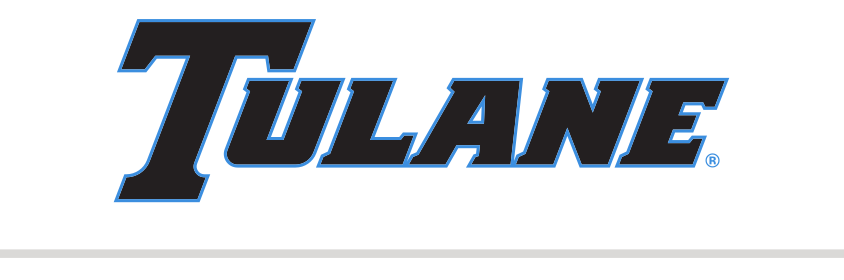 Tulane wordmark, blue with black outline variant, cell 18