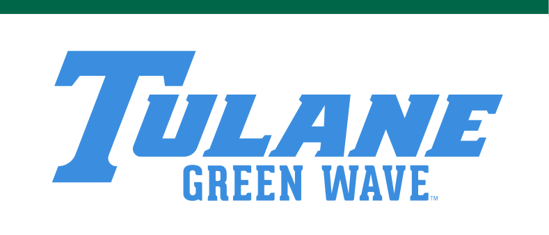 Tulane Green Wave wordmark, blue and green variant, cell 24