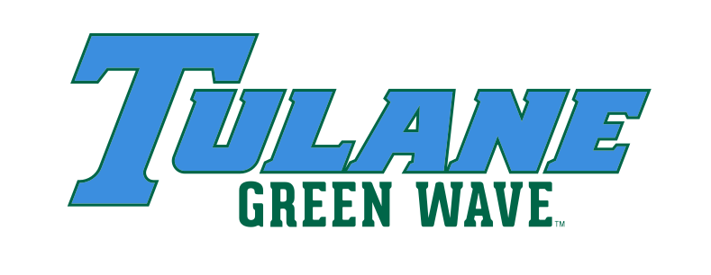 Tulane Green Wave wordmark, blue and green outline variant, cell 28