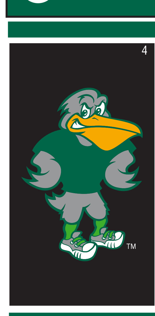 Sluggerbird mascot, full color, green background variant, cell 49