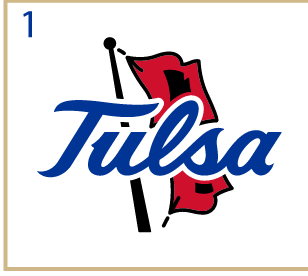 Tulsa script with flag, full color variant, cell 1