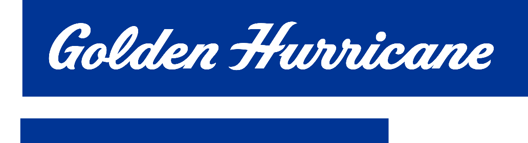 Golden Hurricane script horizontal, white on blue variant, cell 19