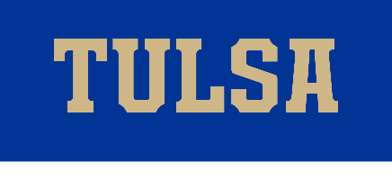 Tulsa block wordmark, gold on blue variant, cell 22