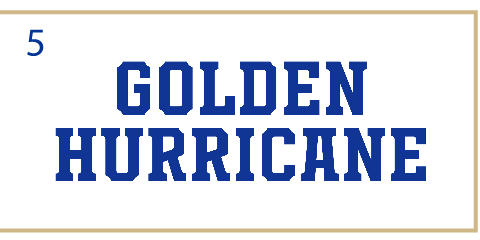 GOLDEN HURRICANE wordmark, stacked, blue variant, cell 25