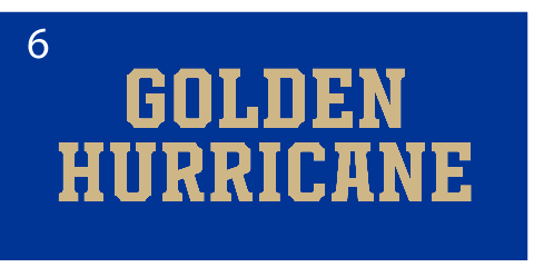 GOLDEN HURRICANE wordmark, stacked, gold variant, cell 26