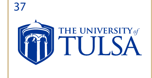 THE UNIVERSITY of TULSA mark, blue variant, cell 37