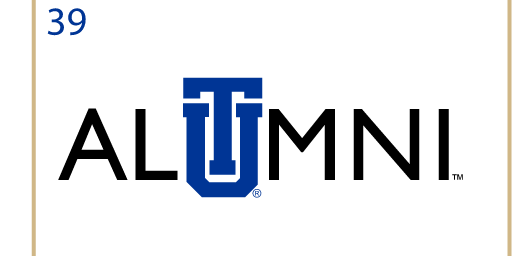 ALUMNI mark, blue and black variant, cell 39