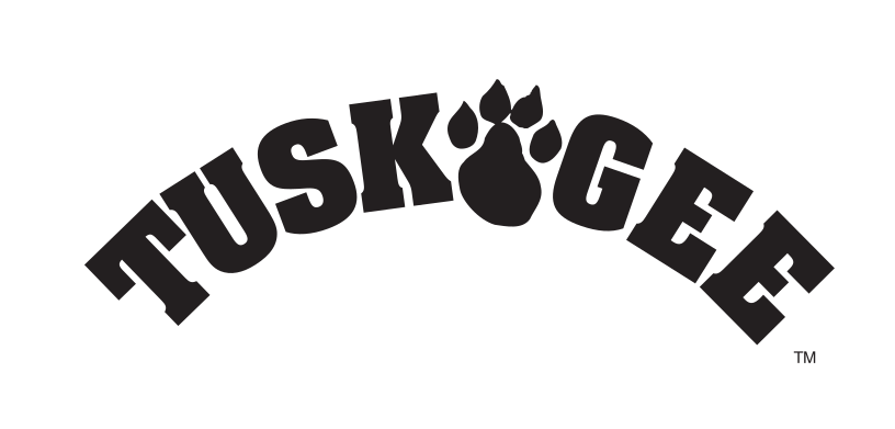 TUSKEGEE wordmark with tiger paw, black variant, cell 5