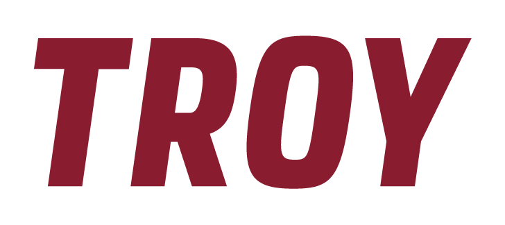 TROY wordmark, cardinal variant