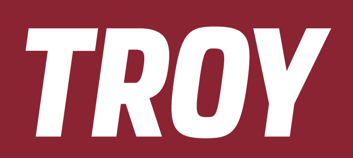 TROY wordmark, white variant