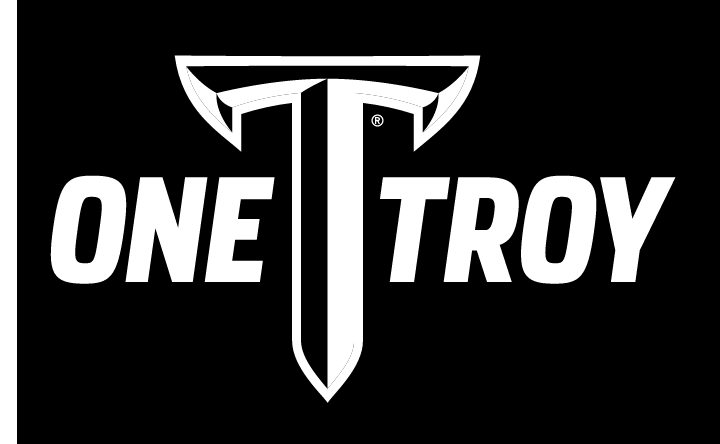 One TROY wordmark, one color on black variant