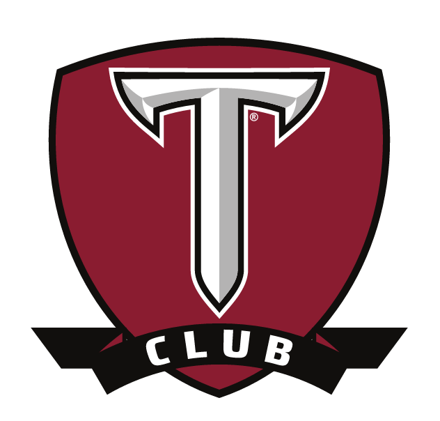 T club shield, crimson shield with white T and black banner variant