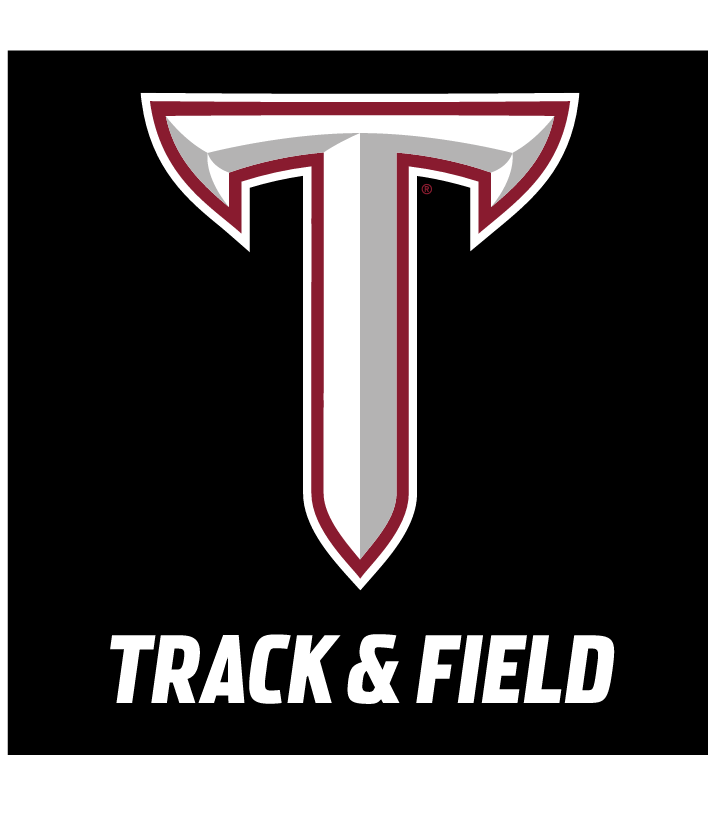 Power T, Track & Field, maroon outline on black background variant
