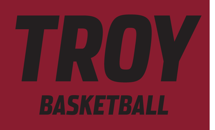 TROY Basketball, black on cardinal variant