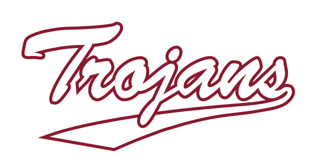 Trojans script, outline, white background variant