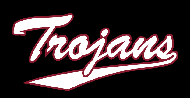 Trojans script, outline, black background variant