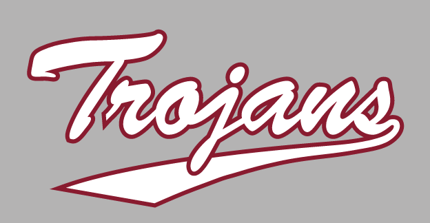 Trojans script, outline, grey background variant