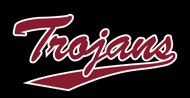 Trojans script, solid, black background variant