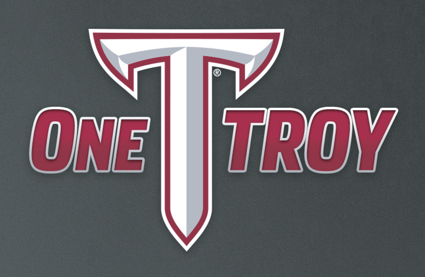 Troy Trojans primary logo, full color with 'ONE TROY' text variant