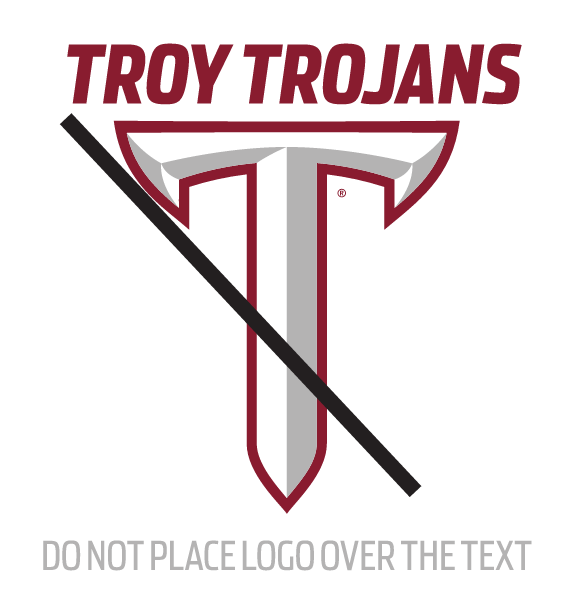 TROY logo, incorrect usage - do not place logo over the text variant