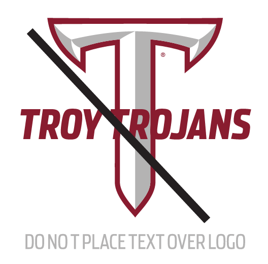 TROY logo, incorrect usage - do not place text over logo variant